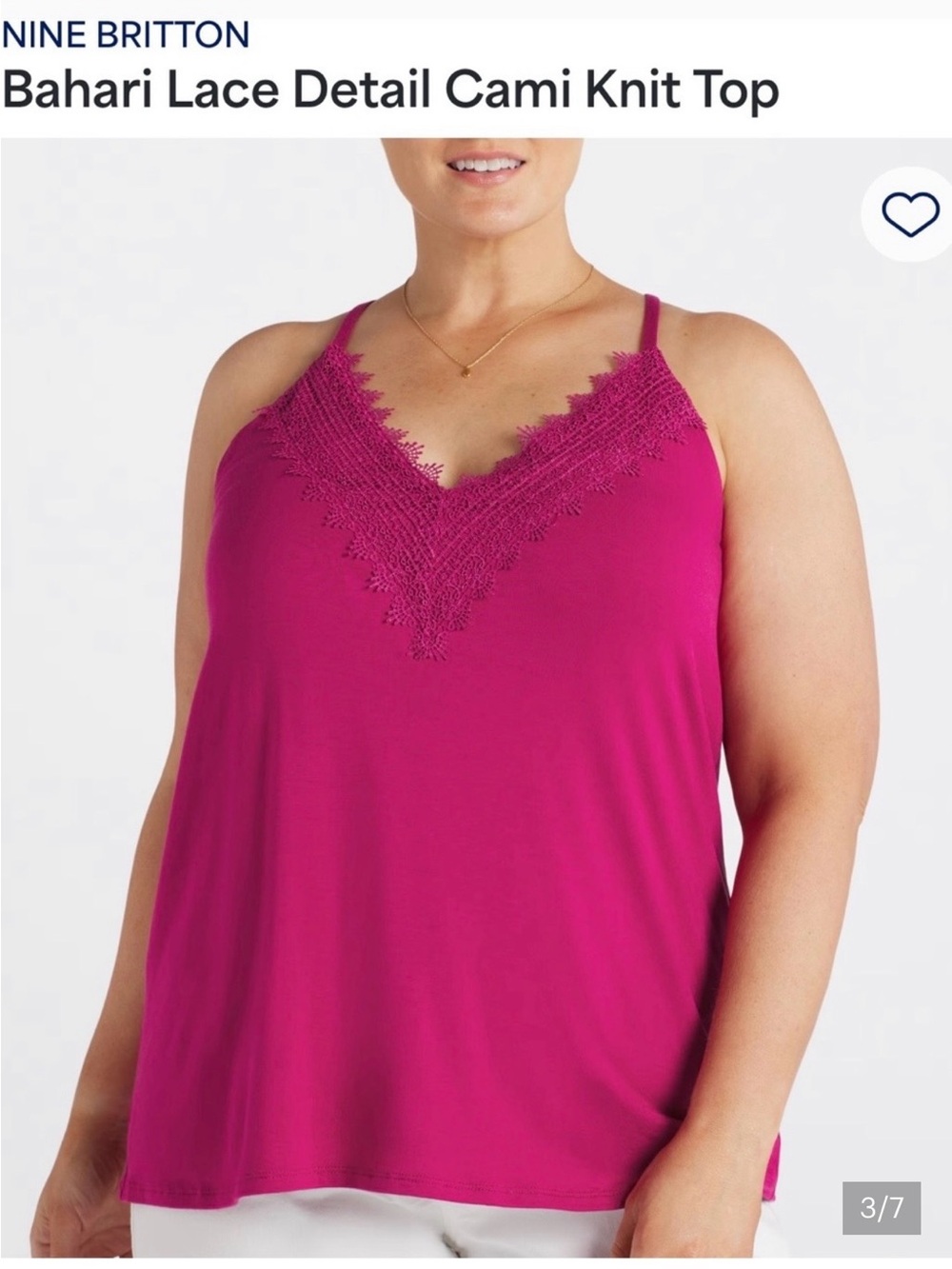 nine britton NWT Rose Pink Lace Trim Tank Top
